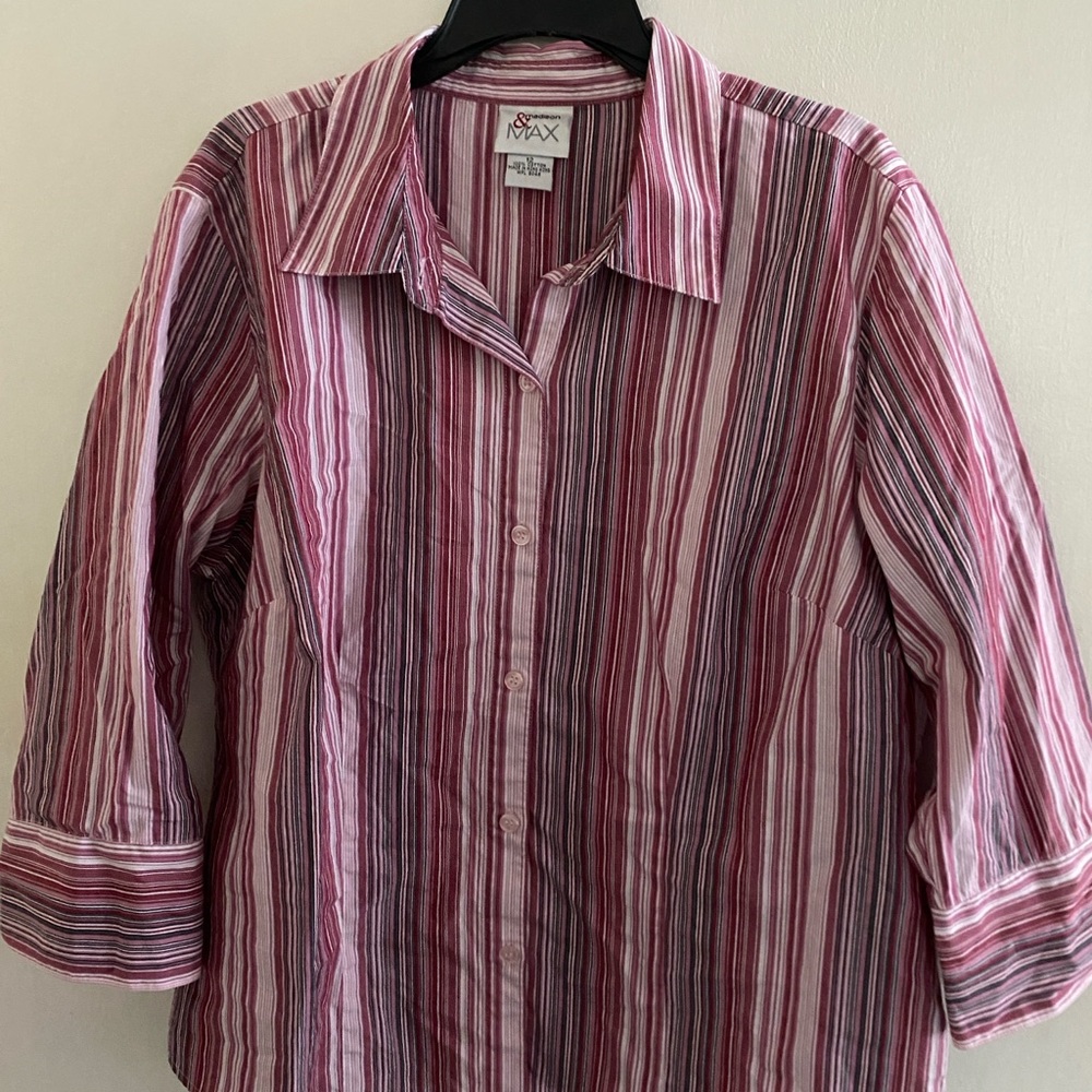 Women's Pink Striped Button Down Shirt